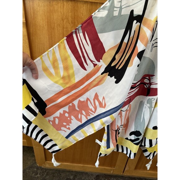 Women Multicolor Poncho Shawl Cardigan Cover Up One Size Tassels Arm Holes - Picture 2 of 7